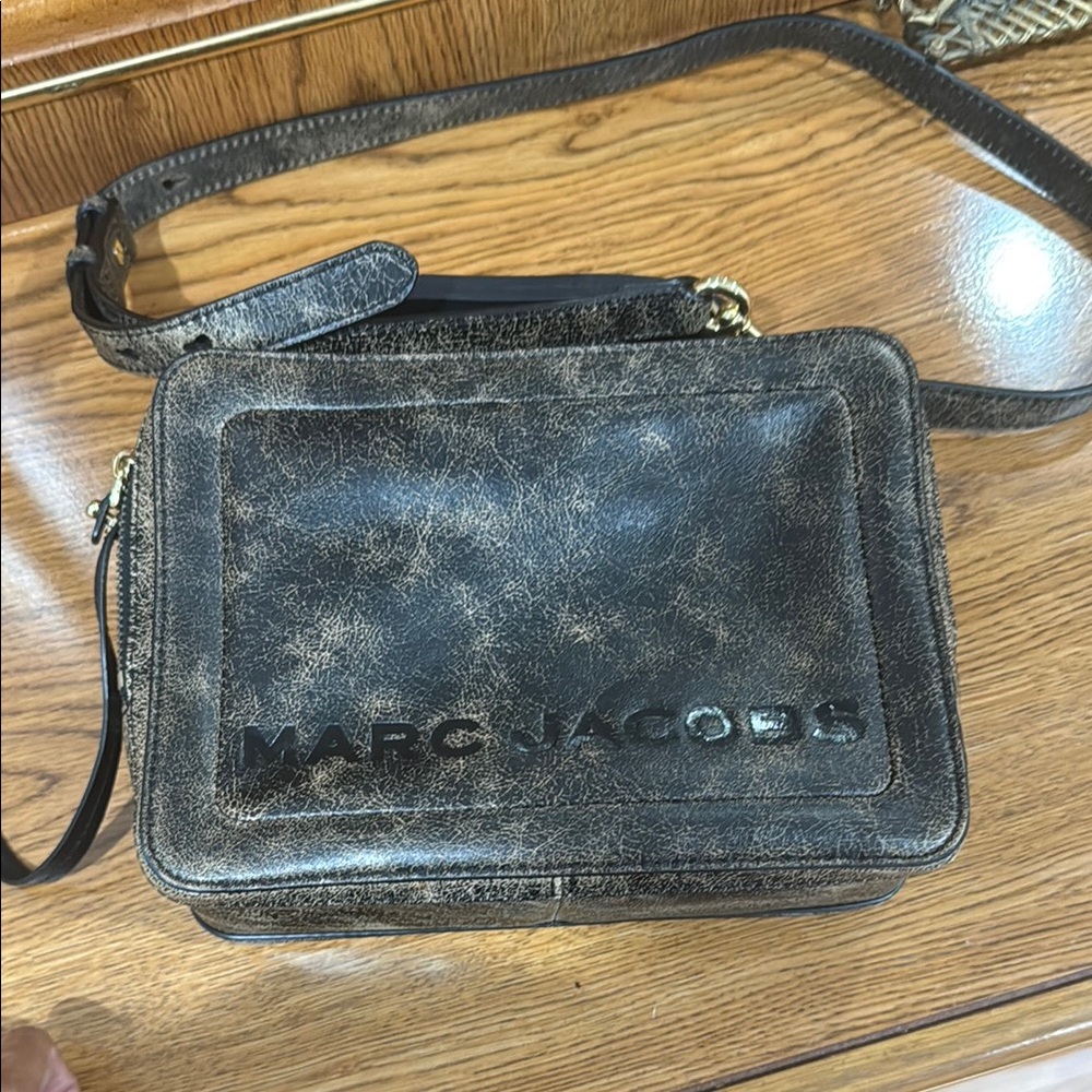 Marc Jacobs Black Box Crossbody Bag with Vintage Looking Leather